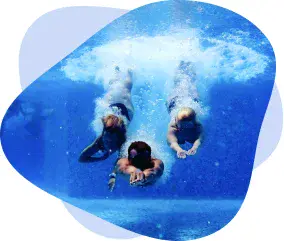 Swimming Nature instructor and child practising back float together in the water.